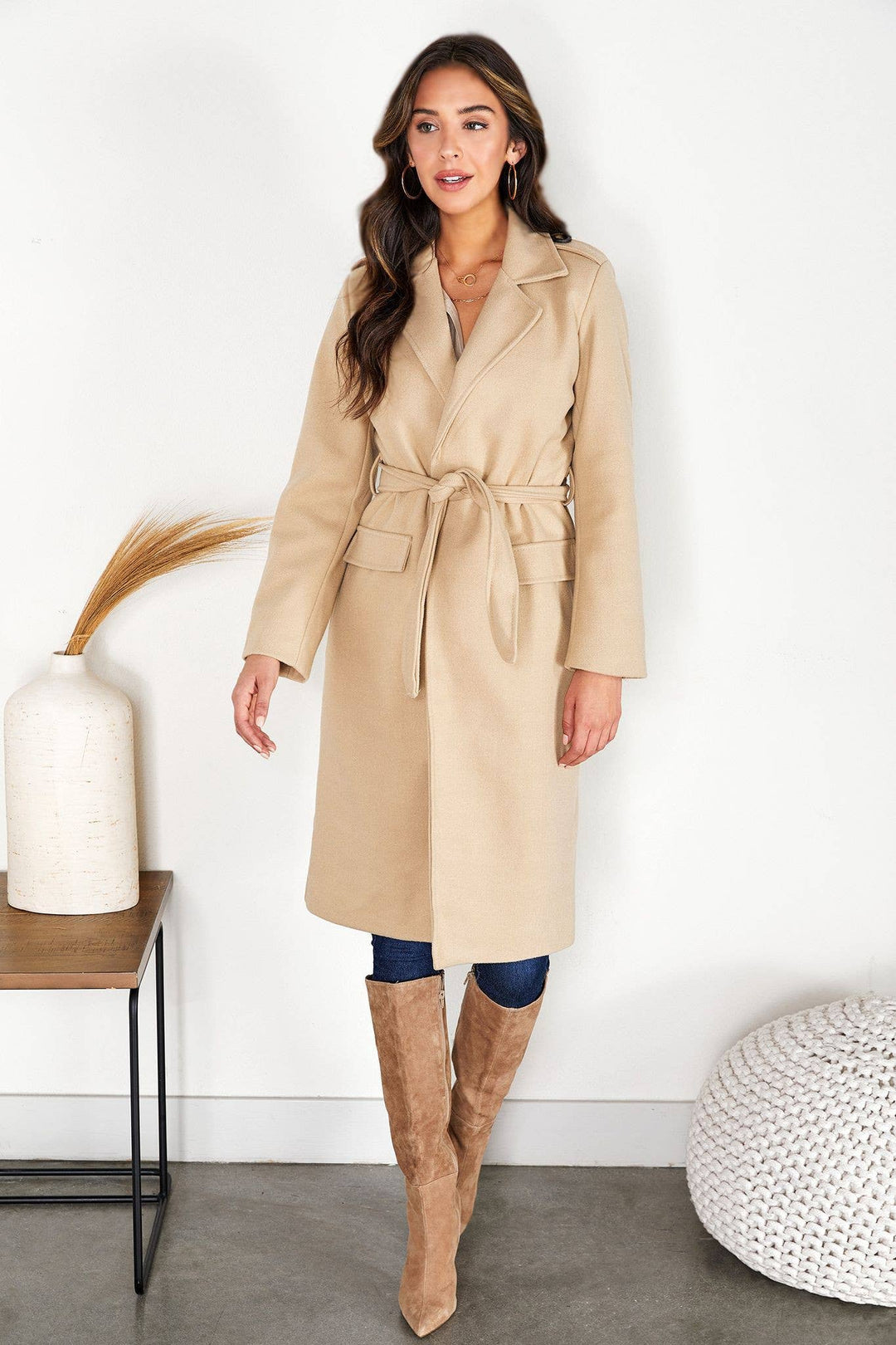 Italian Felt Wool Trench Coat - 22 Palms Boutique