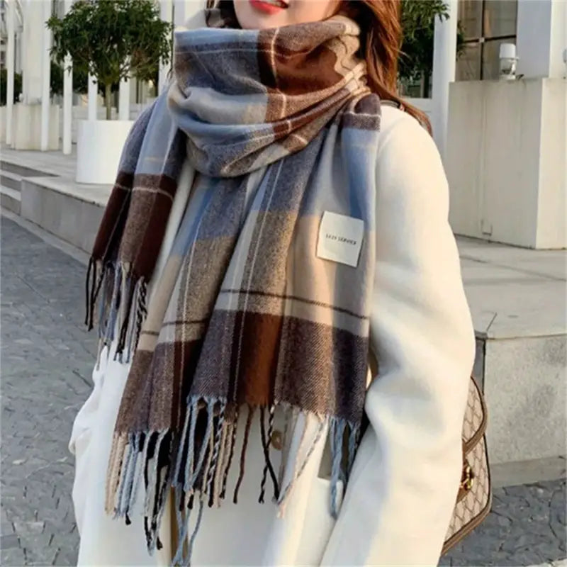 Vintage British Plaid Striped Scarf - 22 Palms Boutique