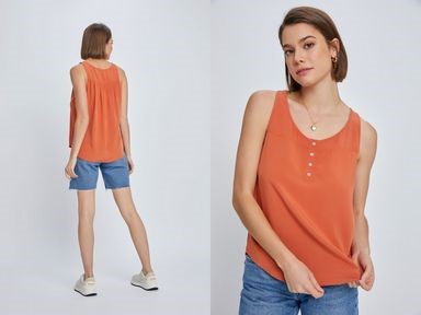 Scoop Neck Flowy Tank - Papaya - 22 Palms Boutique