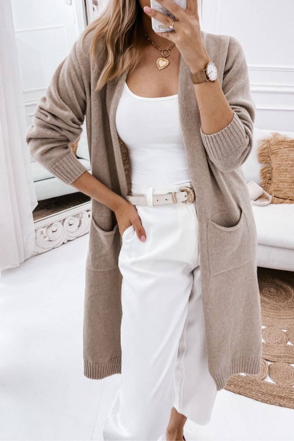 Open Front Duster Cardigan w/Pockets - 22 Palms Boutique