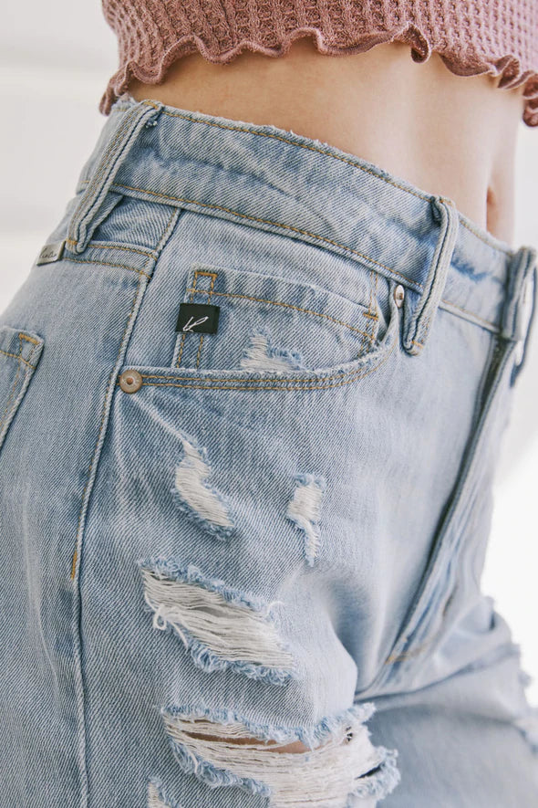 KanCan Hi-Rise Distressed Mom Jean - 22 Palms Boutique