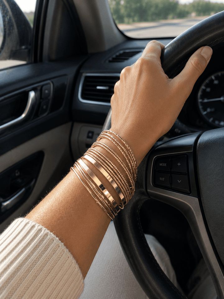 14 Pcs Gold Bangle Bracelet Stack - 22 Palms Boutique