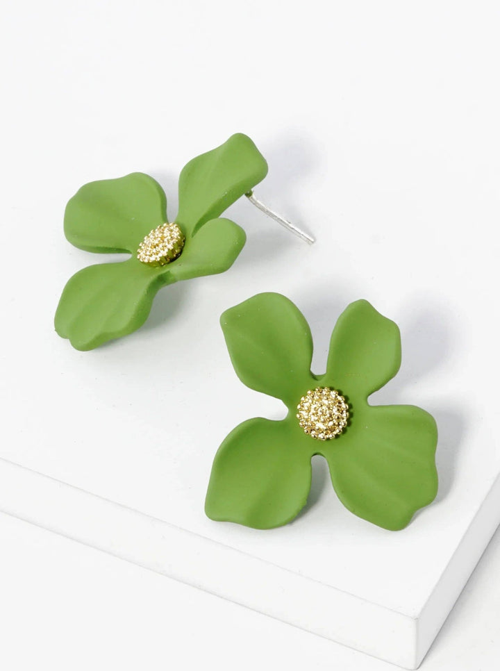 18K Gold Dipped 3D Petals Button Earrings - 22 Palms Boutique