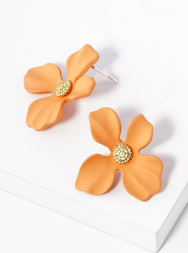 18K Gold Dipped 3D Petals Button Earrings - 22 Palms Boutique