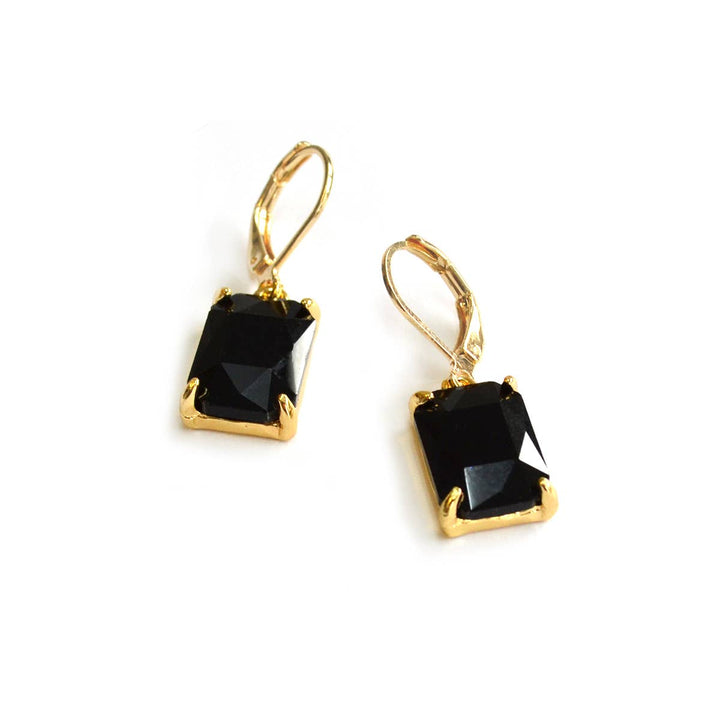 Emerald-Cut Crystal Lever Back Earrings