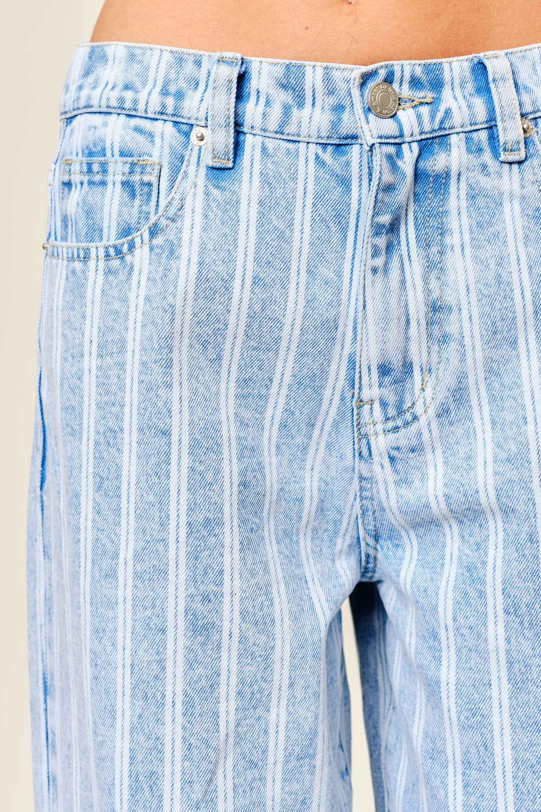 Striped Denim Straight Pants