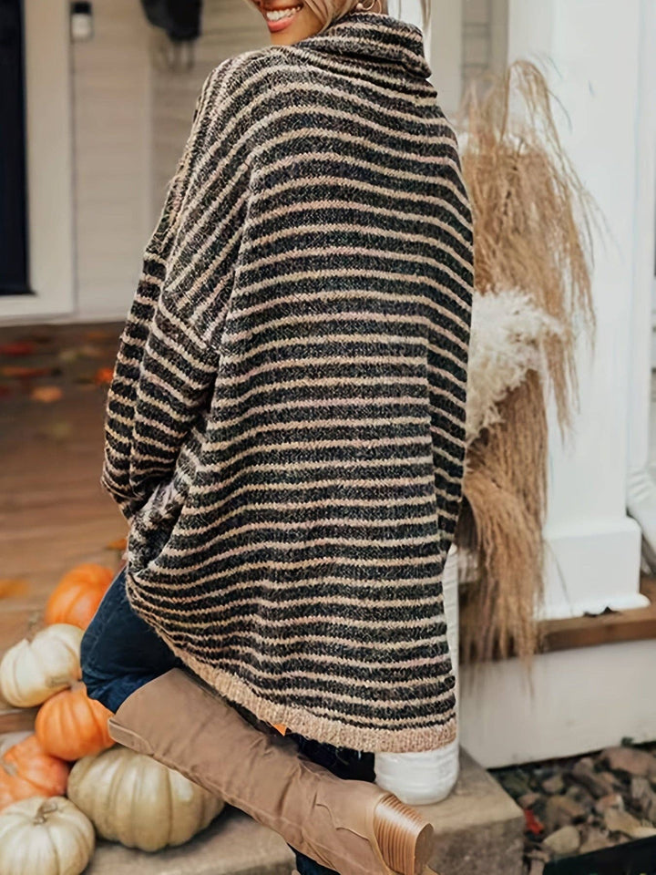 Striped Turtleneck Pullover Sweater - 22 Palms Boutique