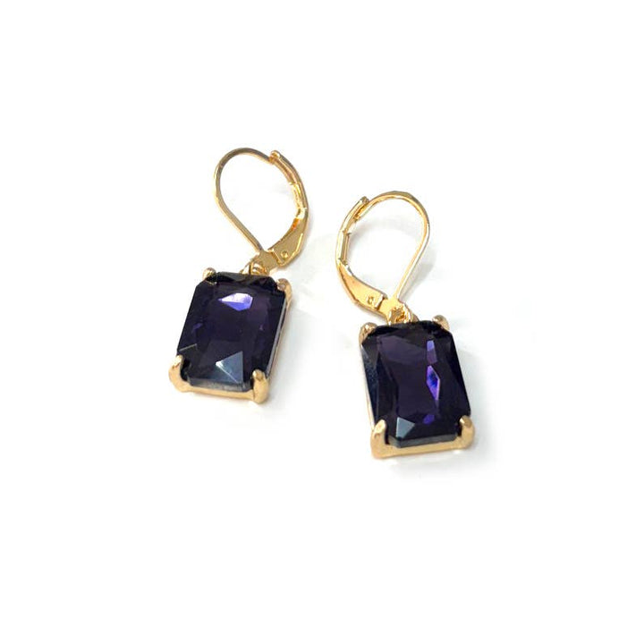 Emerald-Cut Crystal Lever Back Earrings
