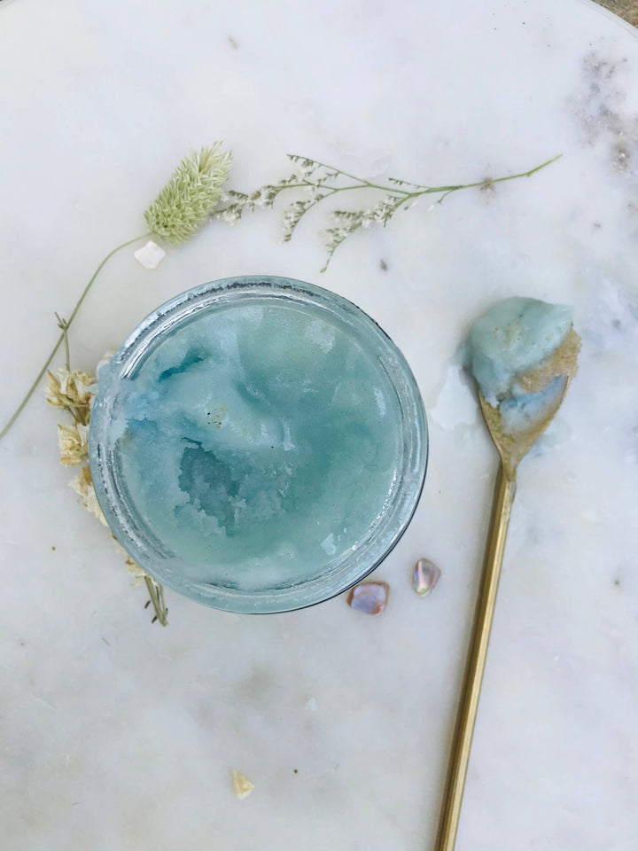 Santorini botanically dyed ocean infused body scrub