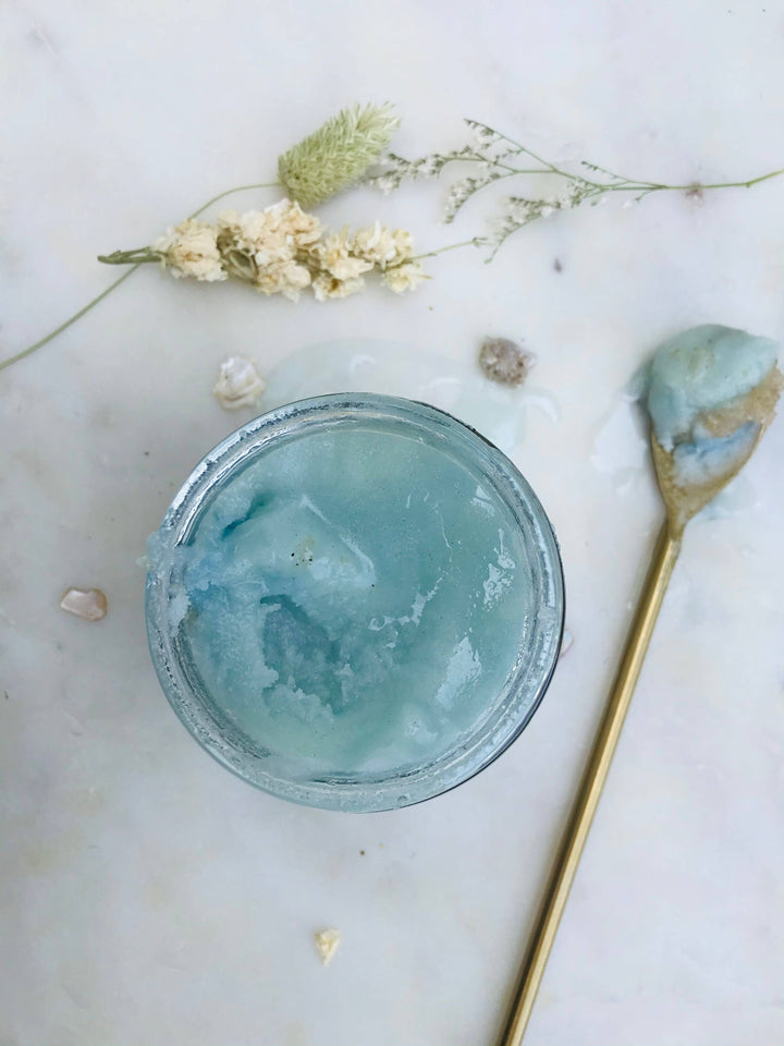 Santorini botanically dyed ocean infused body scrub