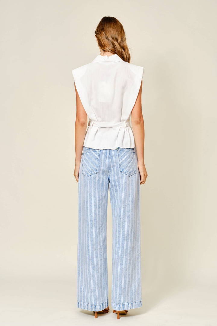 Striped Denim Straight Pants