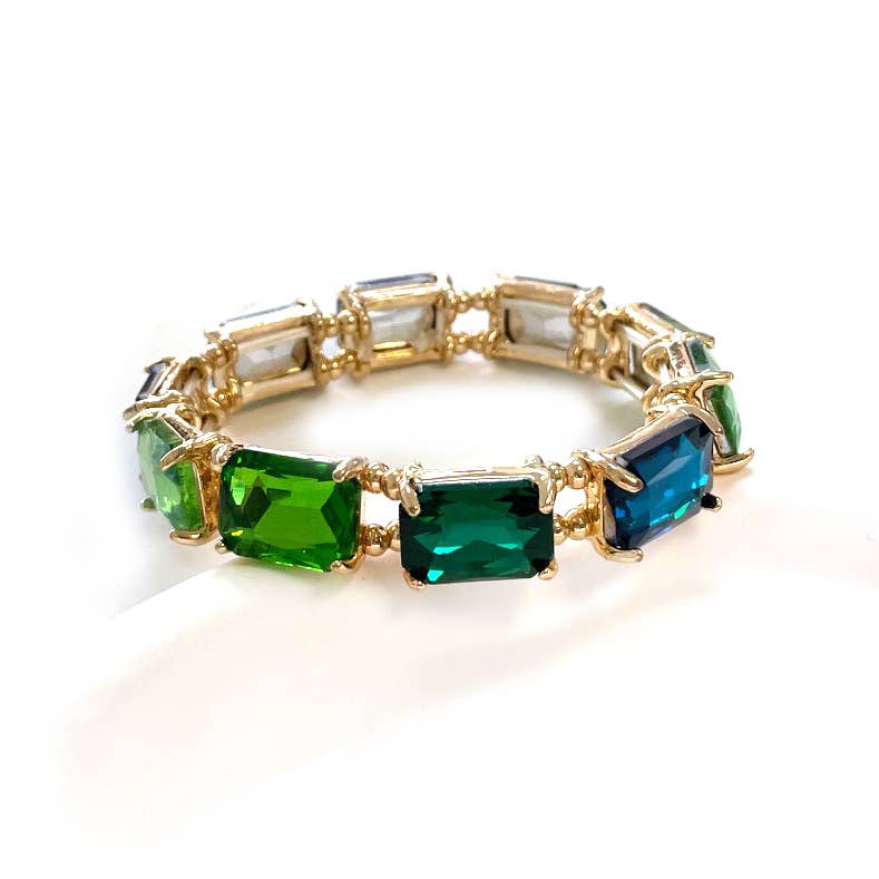 Midnight Midi Emerald Crystal Stretch Bracelet Collection
