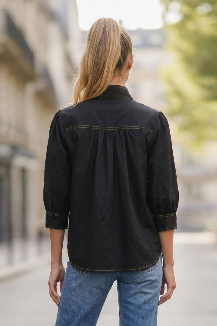 Giselle High Neck Blouse in Black