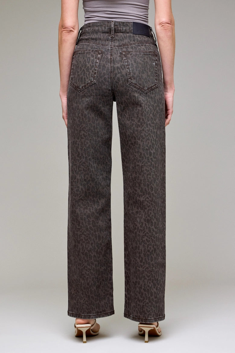 Hidden Jeans Brown Cheetah High Rise Stretch Classic Straight Leg