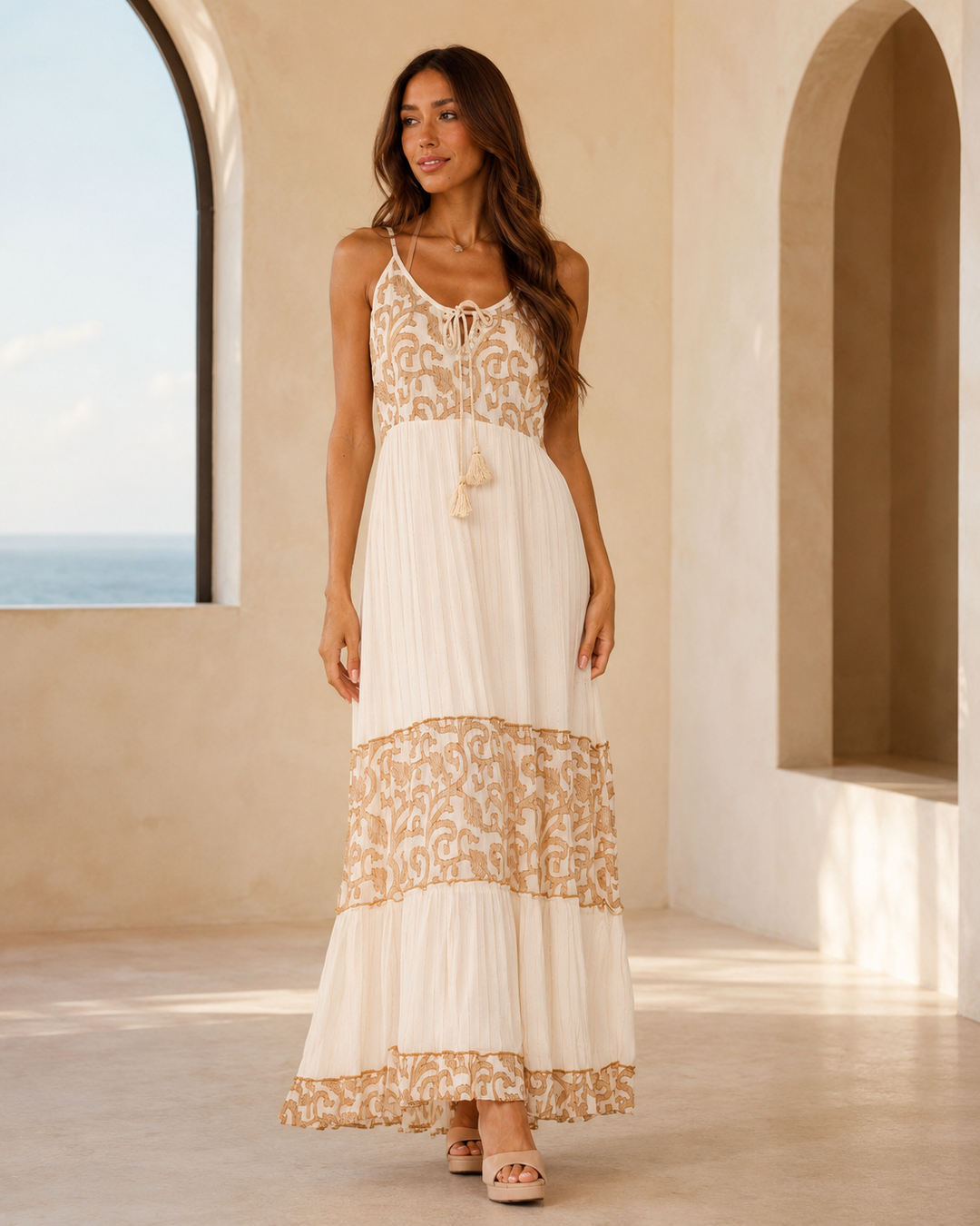 Ivory Grecian Viscose Dress