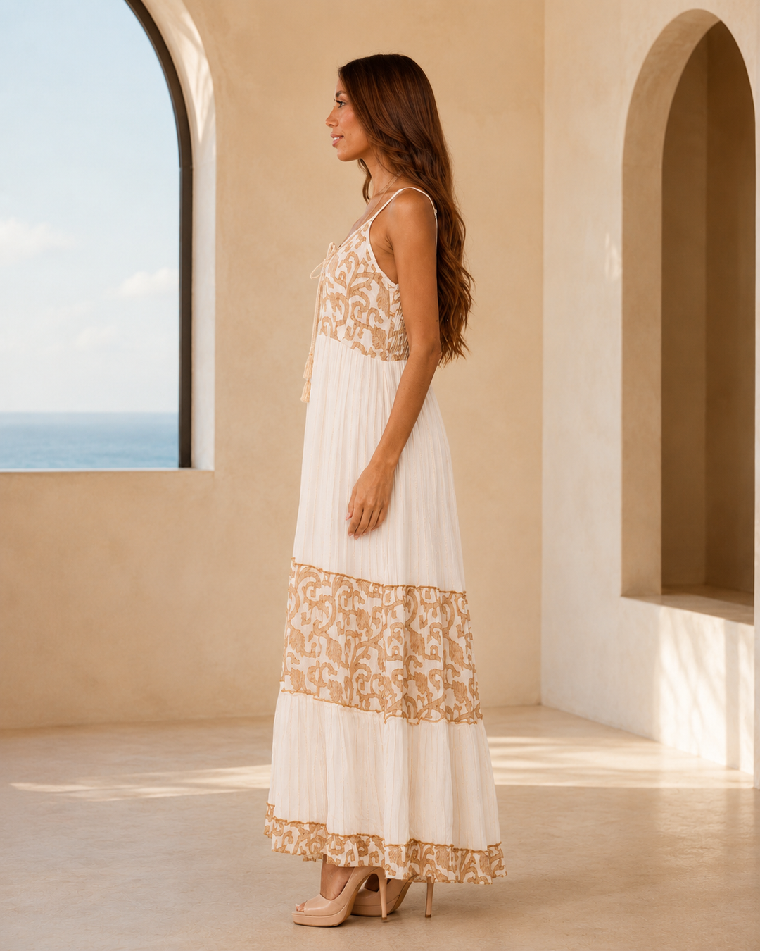 Ivory Grecian Viscose Dress
