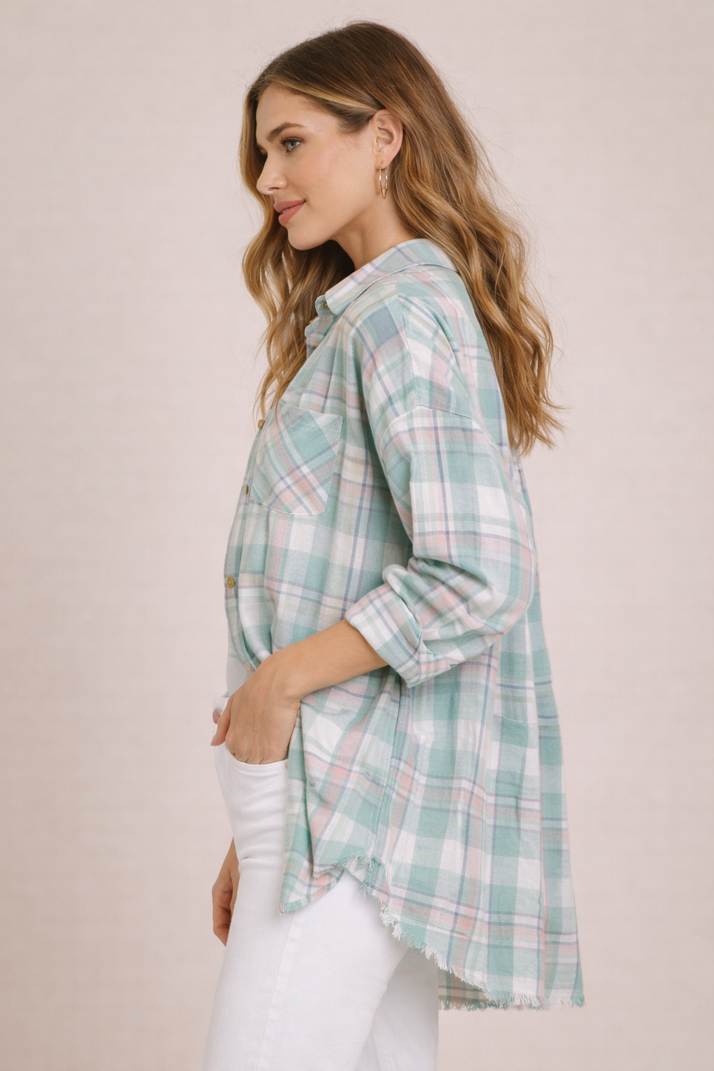 Plaid Button Down Collared Shirt