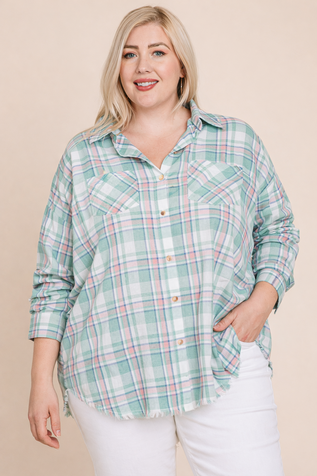 Plaid Button Down Collared Shirt