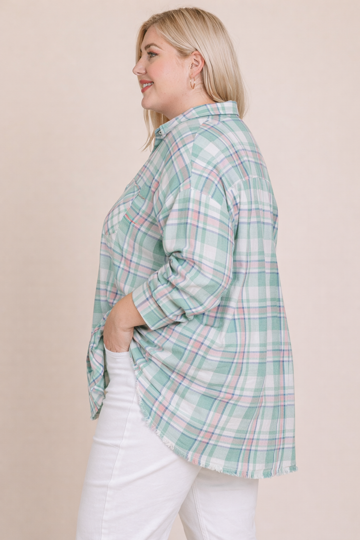 Plaid Button Down Collared Shirt