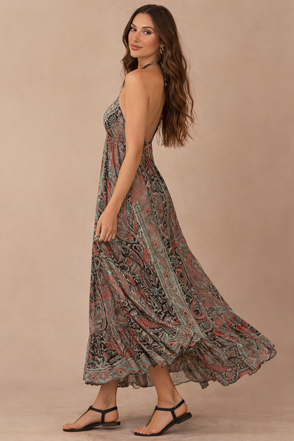 Summer Nights Silk Boho Maxi Ibiza Dress