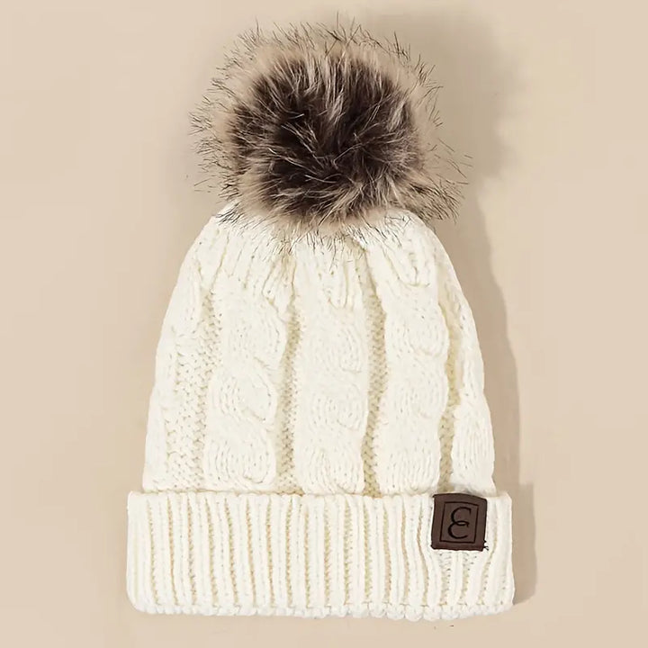 Classic Ribbed Knitted Beanie With Pom, multiple colors - 22 Palms Boutique