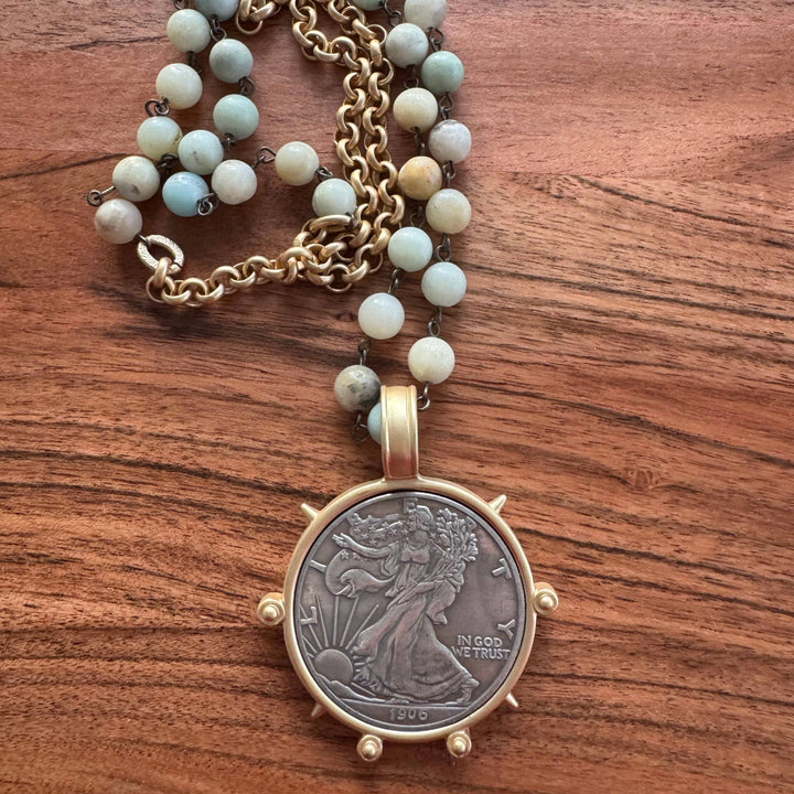 Amazonite Liberty Medallion Necklace