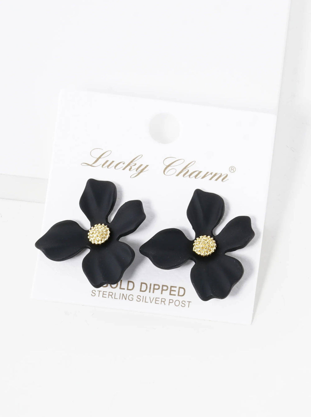 18K Gold Dipped 3D Petals Spring Color Flower Button Post Earrings
