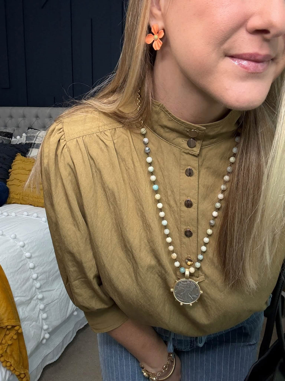 Amazonite Liberty Medallion Necklace - 22 Palms Boutique