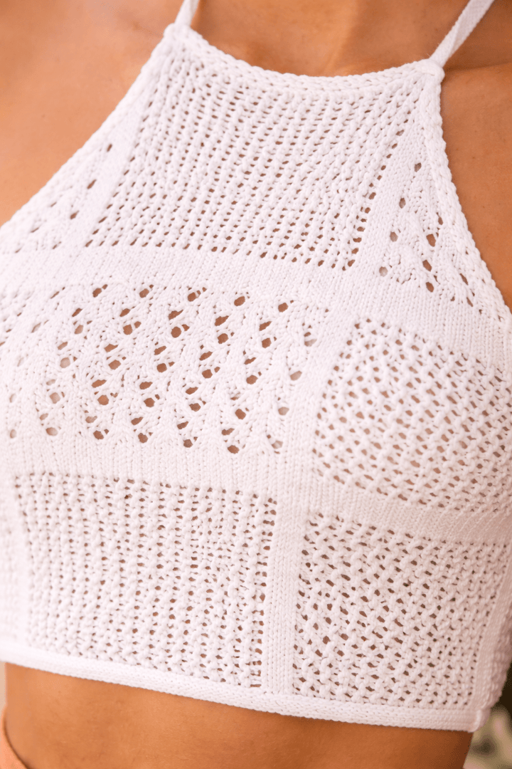 Andrea Organic Cotton Knit Halter Top | White - 22 Palms Boutique