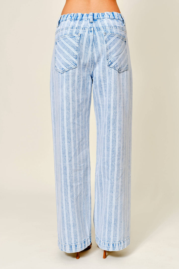 Striped Denim Straight Pants