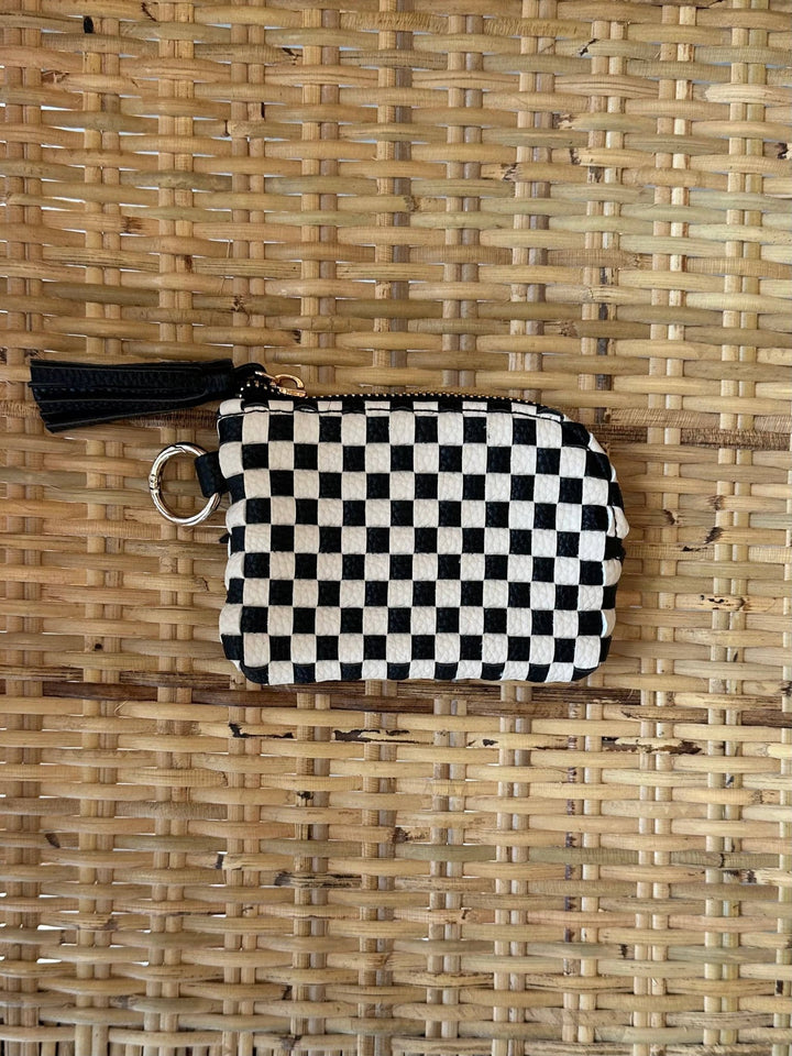 Bailey Checkered Keychain Wallet: Black - 22 Palms Boutique