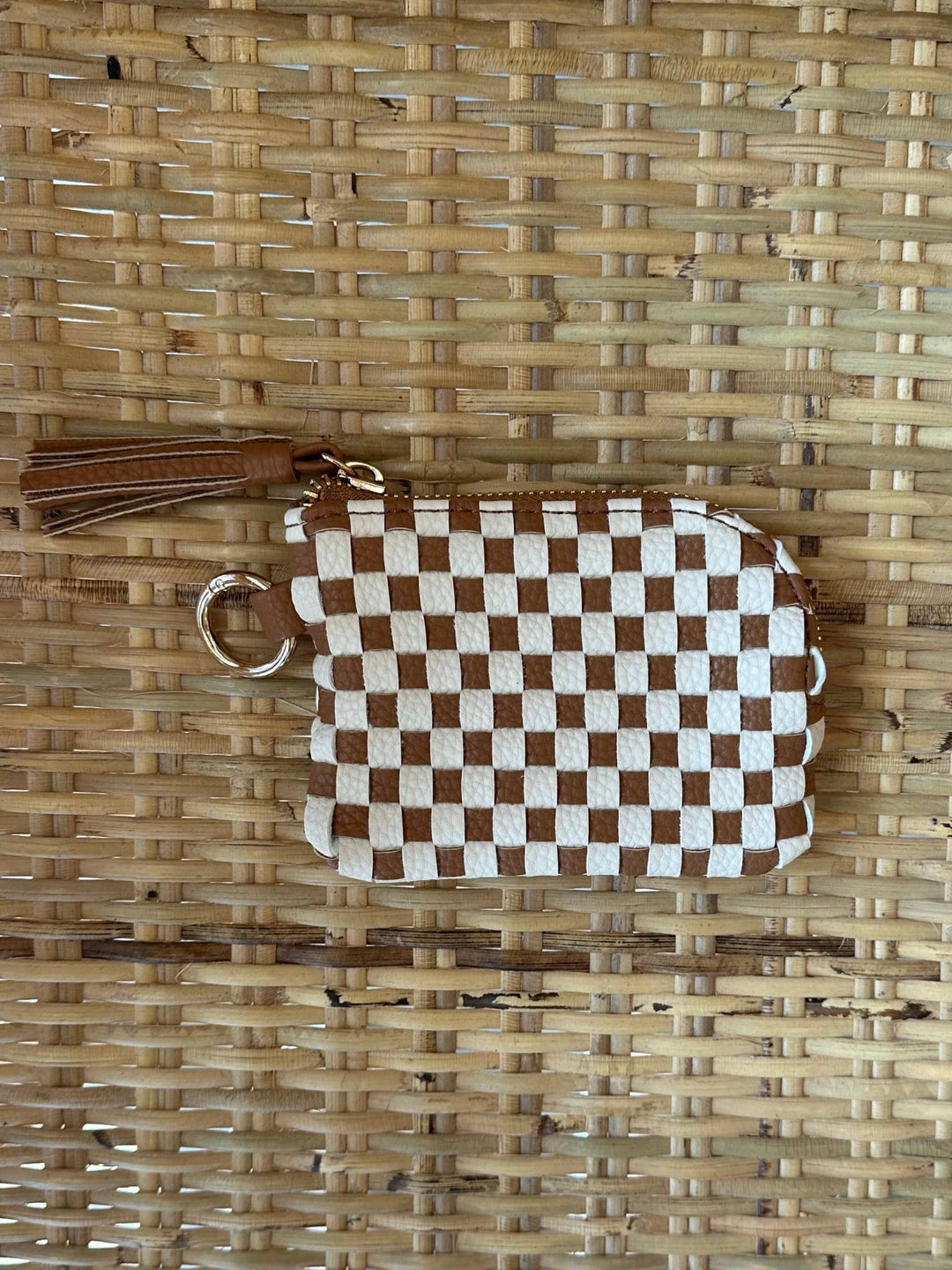 Bailey Checkered Keychain Wallet: Black - 22 Palms Boutique