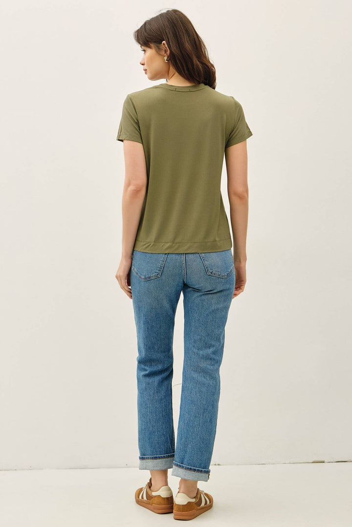 Bamboo Round Neck Tee in Olive - 22 Palms Boutique