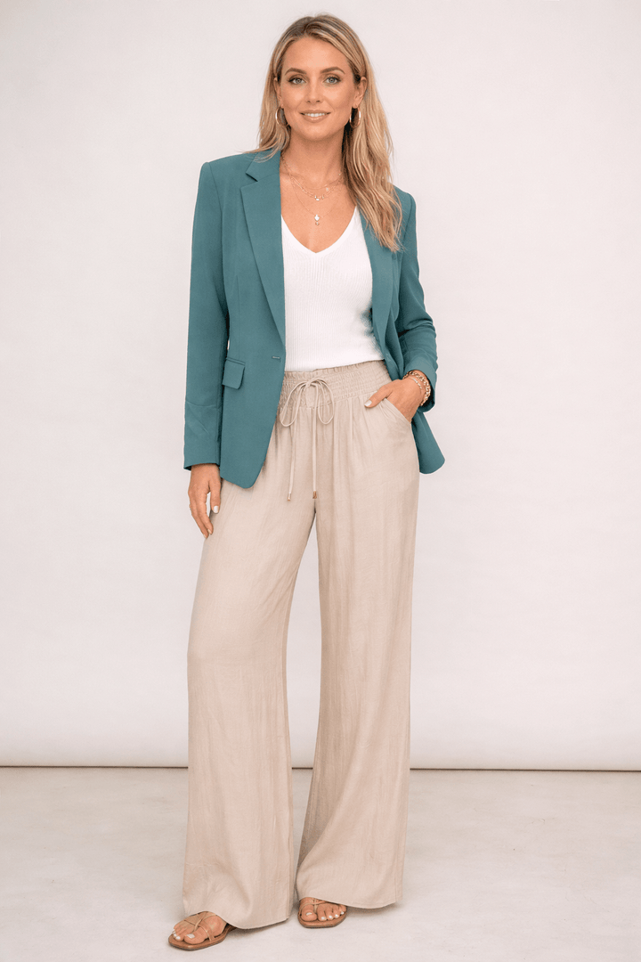 Bamboo Texture Flowy Pants - 22 Palms Boutique