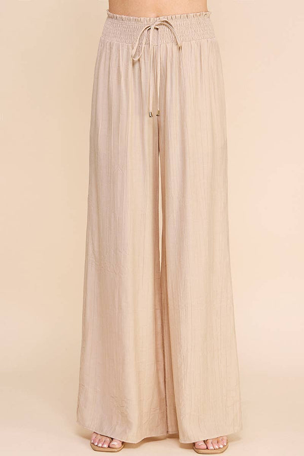 Bamboo Texture Flowy Pants - 22 Palms Boutique