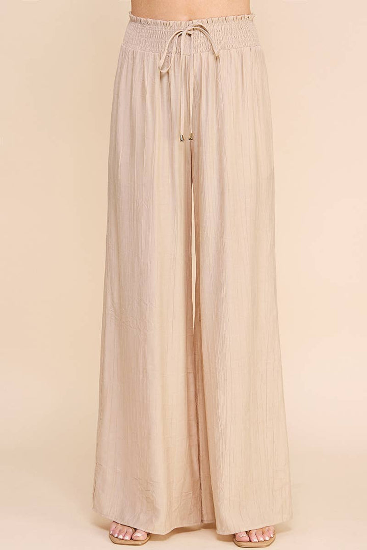 Bamboo Texture Flowy Pants - 22 Palms Boutique
