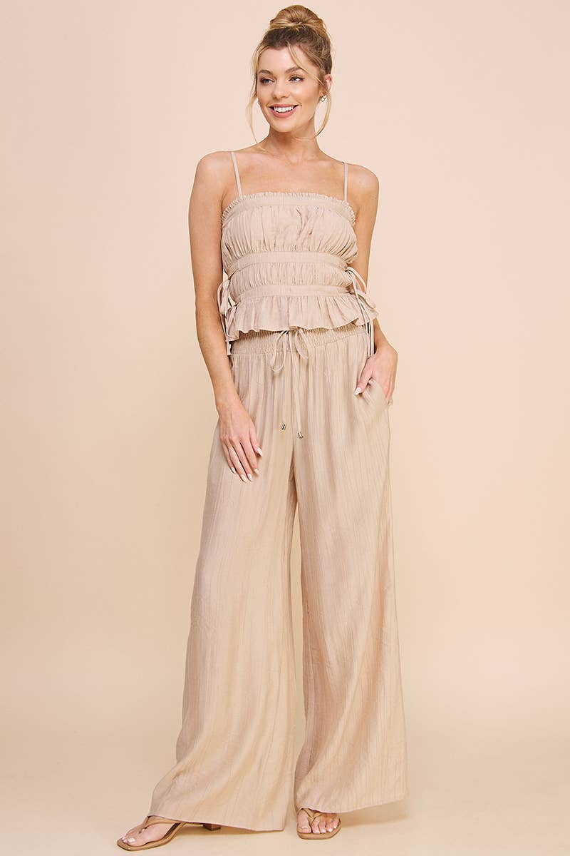 Bamboo Texture Flowy Pants - 22 Palms Boutique