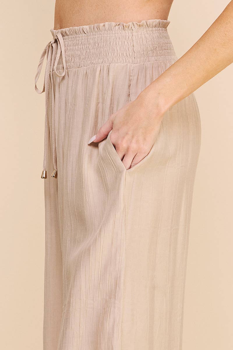 Bamboo Texture Flowy Pants - 22 Palms Boutique
