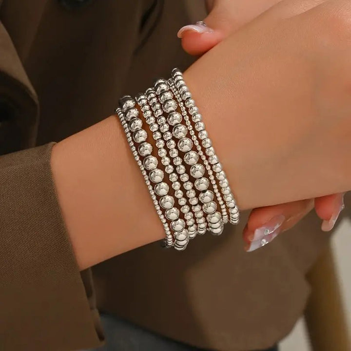 Beaded Stacking Bracelets, Gold &amp; Silver - 22 Palms Boutique