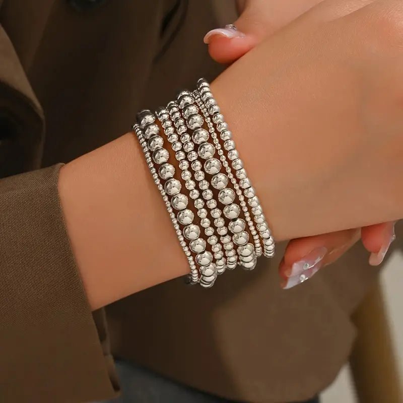 Beaded Stacking Bracelets, Gold &amp; Silver - 22 Palms Boutique