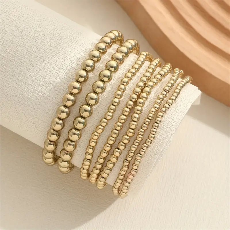 Beaded Stacking Bracelets, Gold &amp; Silver - 22 Palms Boutique