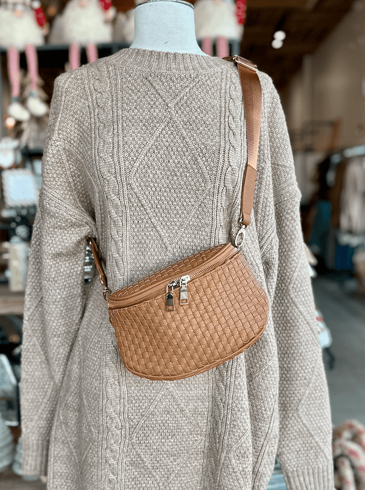 Birdie Saddle Checkered Crossbody Bag: Black - 22 Palms Boutique