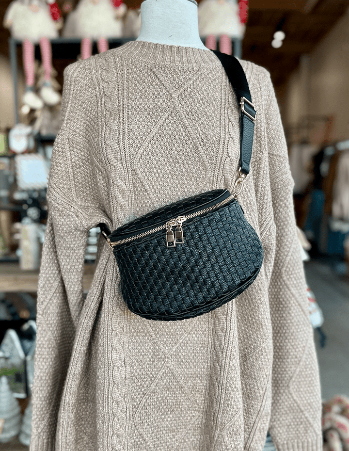 Birdie Saddle Checkered Crossbody Bag: Black - 22 Palms Boutique