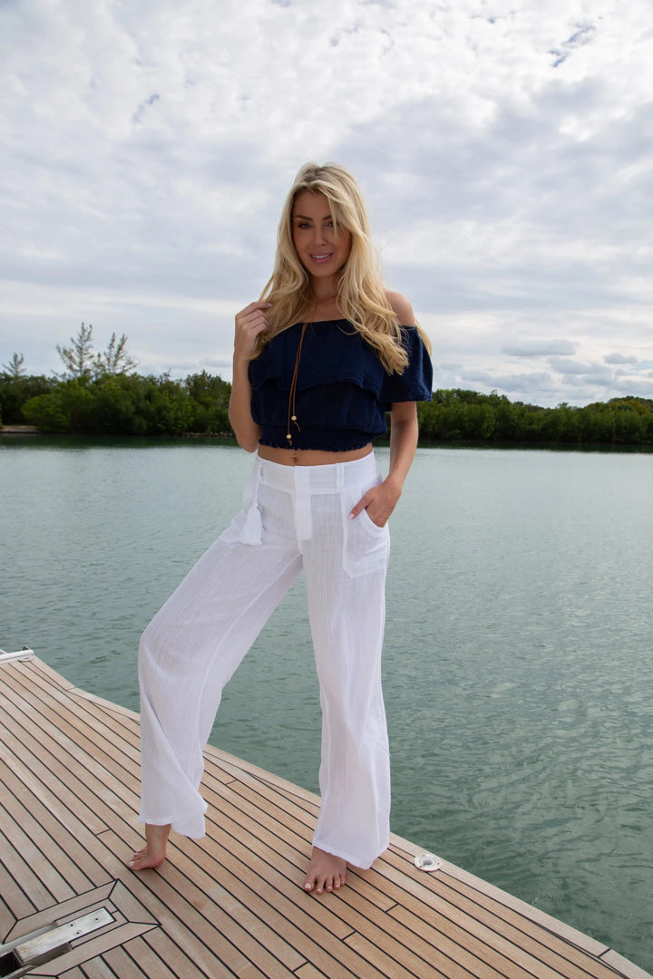 Bonita Midnight Blue Off - Shoulder Top - 22 Palms Boutique