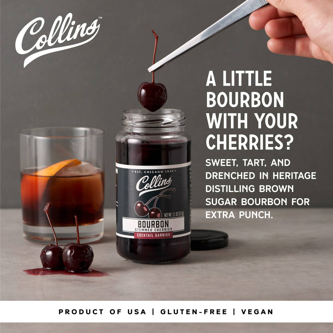 Bourbon-Soaked Stemmed Cherries Cocktail Garnish - 11 oz - 22 Palms Boutique