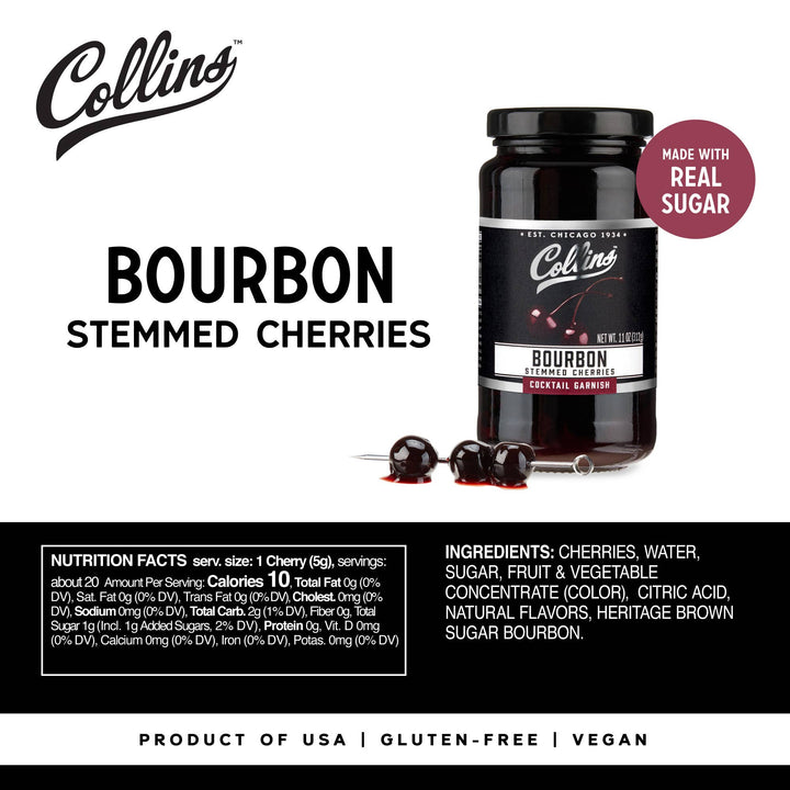 Bourbon-Soaked Stemmed Cherries Cocktail Garnish - 11 oz - 22 Palms Boutique