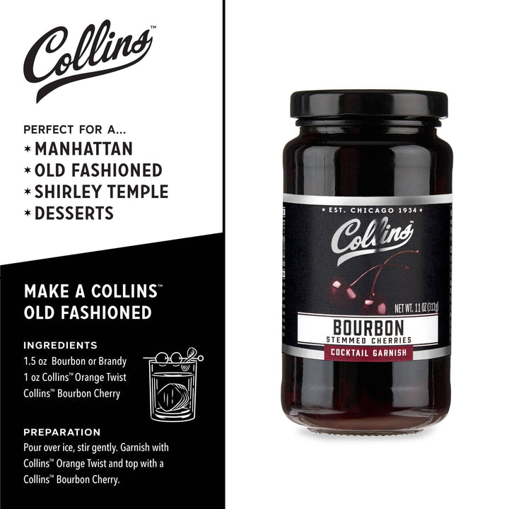 Bourbon-Soaked Stemmed Cherries Cocktail Garnish - 11 oz - 22 Palms Boutique