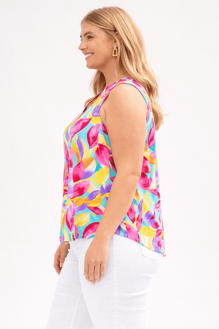 Bright Floral Sleeveless Top | Plus Size - 22 Palms Boutique