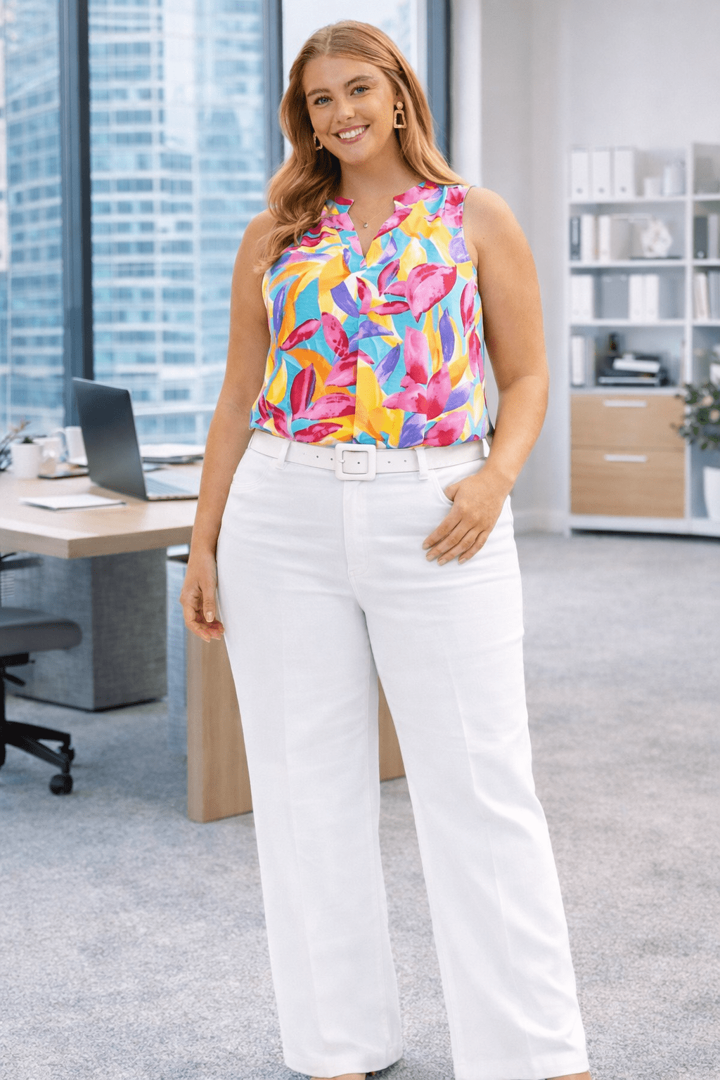 Bright Floral Sleeveless Top | Plus Size - 22 Palms Boutique