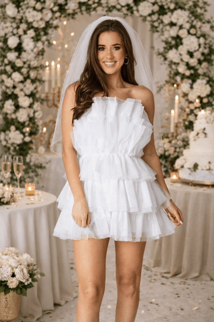 Buddy Love Powder Puff Tulle Dress – White - 22 Palms Boutique